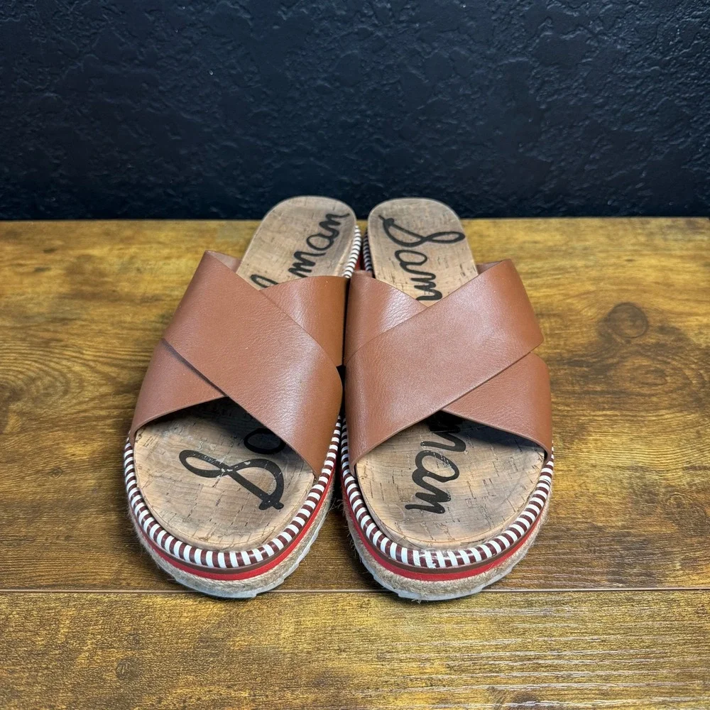 Sam Edelman Adaley Saddle Leather Platform Slide Sandals Womens 9.5